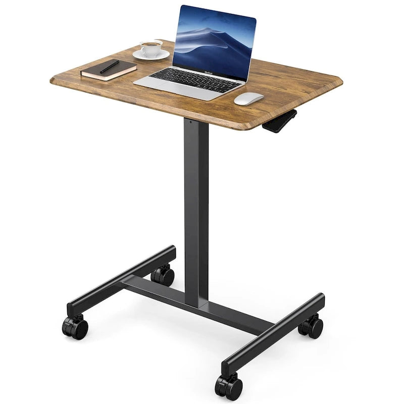 42.5  H Tall Small Standing Desk Mobile Portable Rolling Laptop PC Table Adjustable Height w/ Wheels