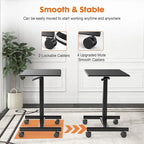 42.5  H Tall Small Standing Desk Mobile Portable Rolling Laptop PC Table Adjustable Height w/ Wheels