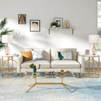 Modern Round Side End Table for Living Room, Tall Narrow Nightstand for Bedroom