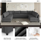 116  Chenille U-Shaped Modular Sectional Sofa, 8-Seater