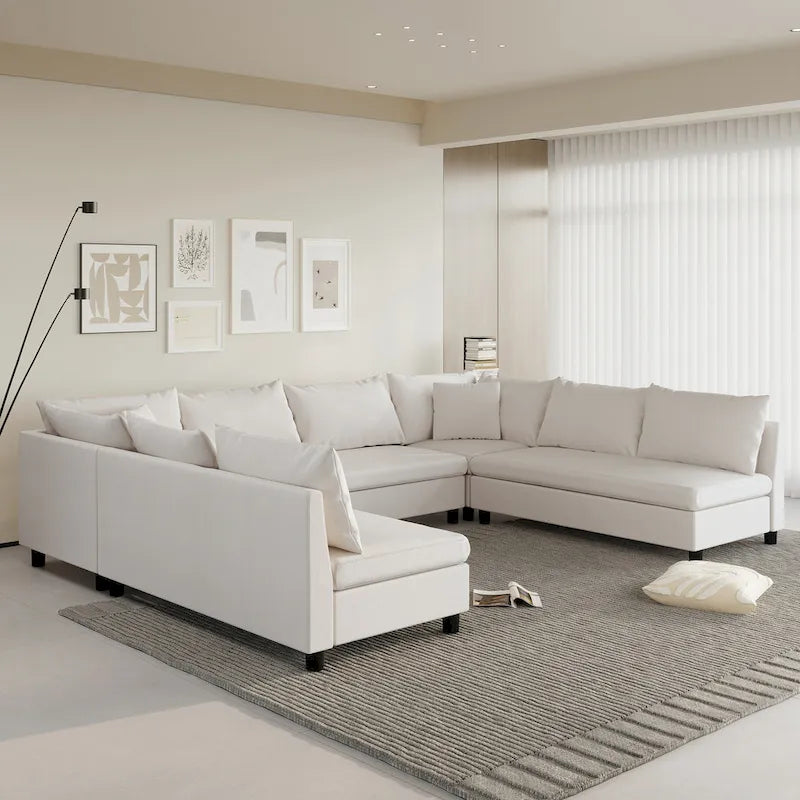 116  Chenille U-Shaped Modular Sectional Sofa, 8-Seater
