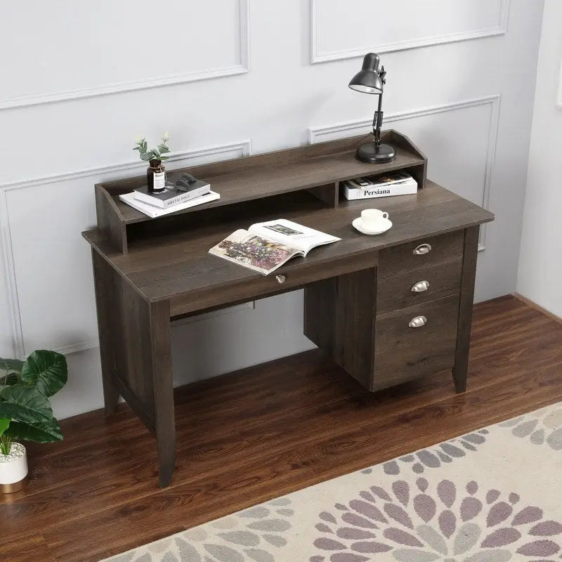 Lokatse Home 53  Wide Home Office Writing Desk With Hutch