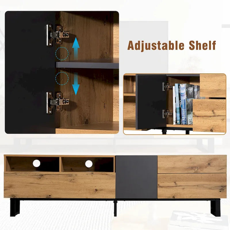 70.9  TV Stand with Double Storage Space and Drop Down Door for TVs Up to 80