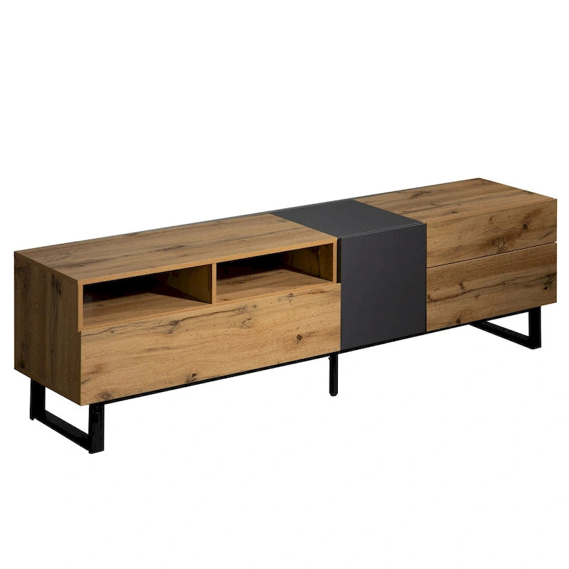 70.9  TV Stand with Double Storage Space and Drop Down Door for TVs Up to 80