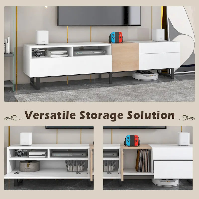 70.9  TV Stand with Double Storage Space and Drop Down Door for TVs Up to 80