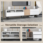70.9  TV Stand with Double Storage Space and Drop Down Door for TVs Up to 80