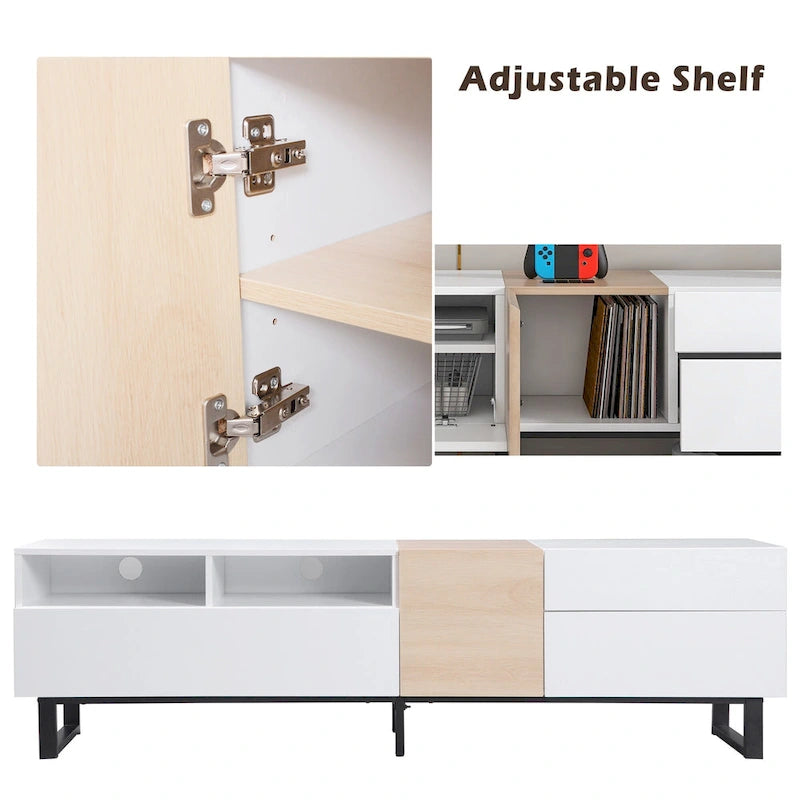 70.9  TV Stand with Double Storage Space and Drop Down Door for TVs Up to 80