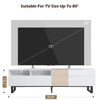 70.9  TV Stand with Double Storage Space and Drop Down Door for TVs Up to 80