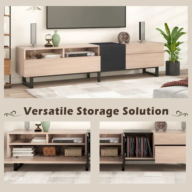 70.9  TV Stand with Double Storage Space and Drop Down Door for TVs Up to 80