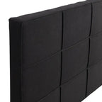 Black Linen King Size Upholstered Platform Bed Frame with Button Tufted Headboard, Wood Slat Support, No Box Spring Needed