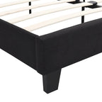 Black Linen King Size Upholstered Platform Bed Frame with Button Tufted Headboard, Wood Slat Support, No Box Spring Needed