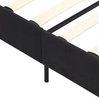 Black Linen King Size Upholstered Platform Bed Frame with Button Tufted Headboard, Wood Slat Support, No Box Spring Needed