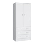 19  Modern Double-door Armoire with 3 Drawers and 1 Hanging Rod for Bedroom