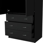 19  Modern Double-door Armoire with 3 Drawers and 1 Hanging Rod for Bedroom
