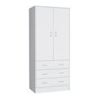 19  Modern Double-door Armoire with 3 Drawers and 1 Hanging Rod for Bedroom