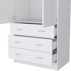 19  Modern Double-door Armoire with 3 Drawers and 1 Hanging Rod for Bedroom