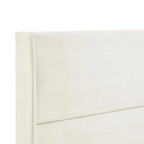 Beige King Size Style Platform Bed with Wingback Velvet Headboard