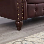 85.8  Technical Leather 3-Seater Sofa with Tufted Backrest & Storage