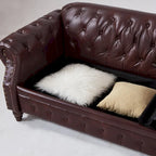85.8  Technical Leather 3-Seater Sofa with Tufted Backrest & Storage