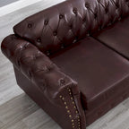 85.8  Technical Leather 3-Seater Sofa with Tufted Backrest & Storage
