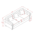 85.8  Technical Leather 3-Seater Sofa with Tufted Backrest & Storage