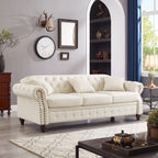 85.8  Technical Leather 3-Seater Sofa with Tufted Backrest & Storage