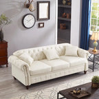 85.8  Technical Leather 3-Seater Sofa with Tufted Backrest & Storage