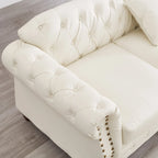 85.8  Technical Leather 3-Seater Sofa with Tufted Backrest & Storage