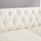 85.8  Technical Leather 3-Seater Sofa with Tufted Backrest & Storage