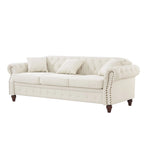 85.8  Technical Leather 3-Seater Sofa with Tufted Backrest & Storage