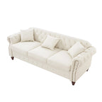 85.8  Technical Leather 3-Seater Sofa with Tufted Backrest & Storage