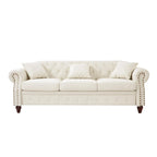 85.8  Technical Leather 3-Seater Sofa with Tufted Backrest & Storage