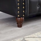 85.8  Technical Leather 3-Seater Sofa with Tufted Backrest & Storage