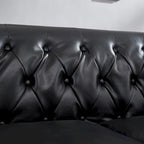 85.8  Technical Leather 3-Seater Sofa with Tufted Backrest & Storage