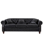 85.8  Technical Leather 3-Seater Sofa with Tufted Backrest & Storage