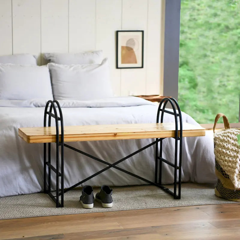 Wood and Metal Bench