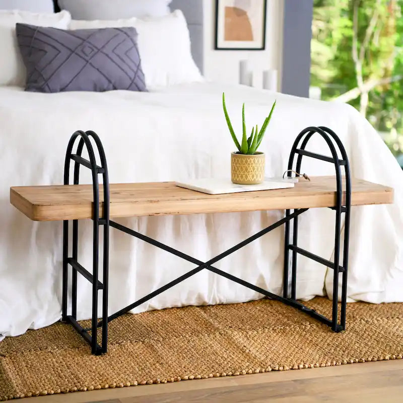 Wood and Metal Bench