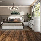 Conjira Modern White Wood 6-Piece Storage Platform Bedroom Set with USBs by Furniture of America