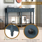 TREXM Solid Wood Console Table with Storage Drawers and Bottom Shelf