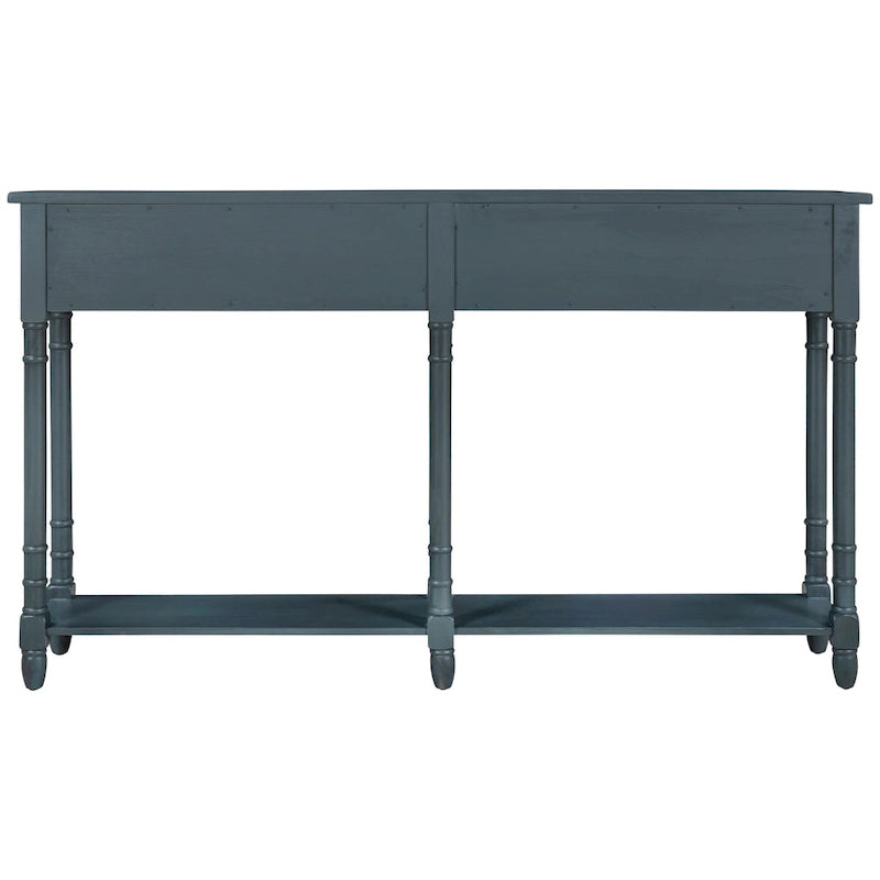 TREXM Solid Wood Console Table with Storage Drawers and Bottom Shelf
