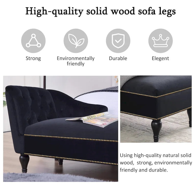 [New+Video] 58 Velvet Chaise Lounge - 26.50 x 58.00 x 28.60