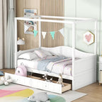 Twin Size Wood Canopy Day Bed with 2 Drawers