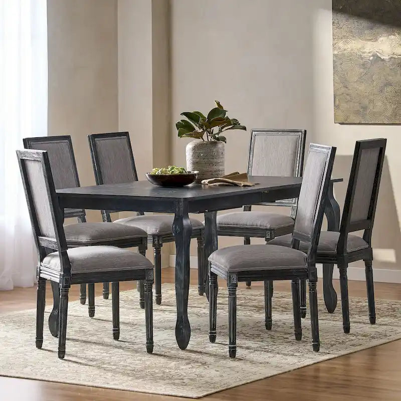 Regan Upholstered Expandable 7 Piece Dining Set by