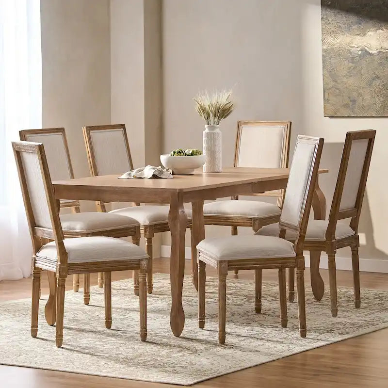 Regan Upholstered Expandable 7 Piece Dining Set by