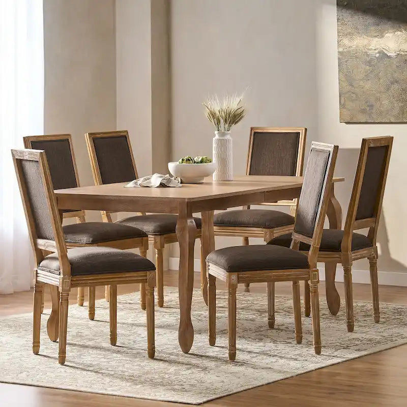 Regan Upholstered Expandable 7 Piece Dining Set by