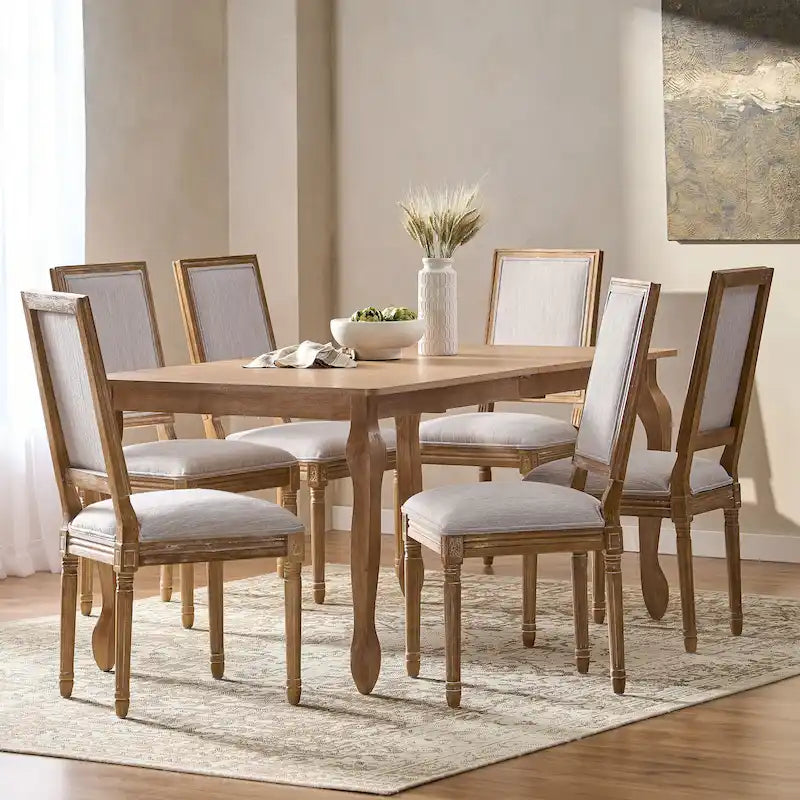 Regan Upholstered Expandable 7 Piece Dining Set by