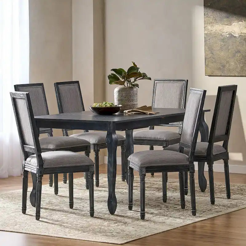 Regan Upholstered Expandable 7 Piece Dining Set by