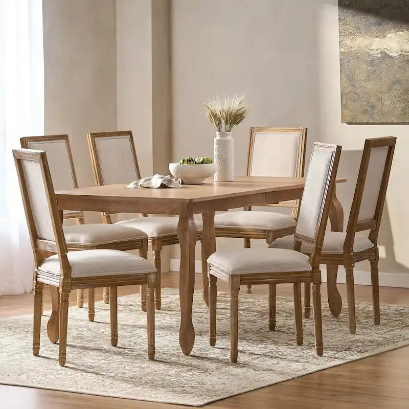 Regan Upholstered Expandable 7 Piece Dining Set by