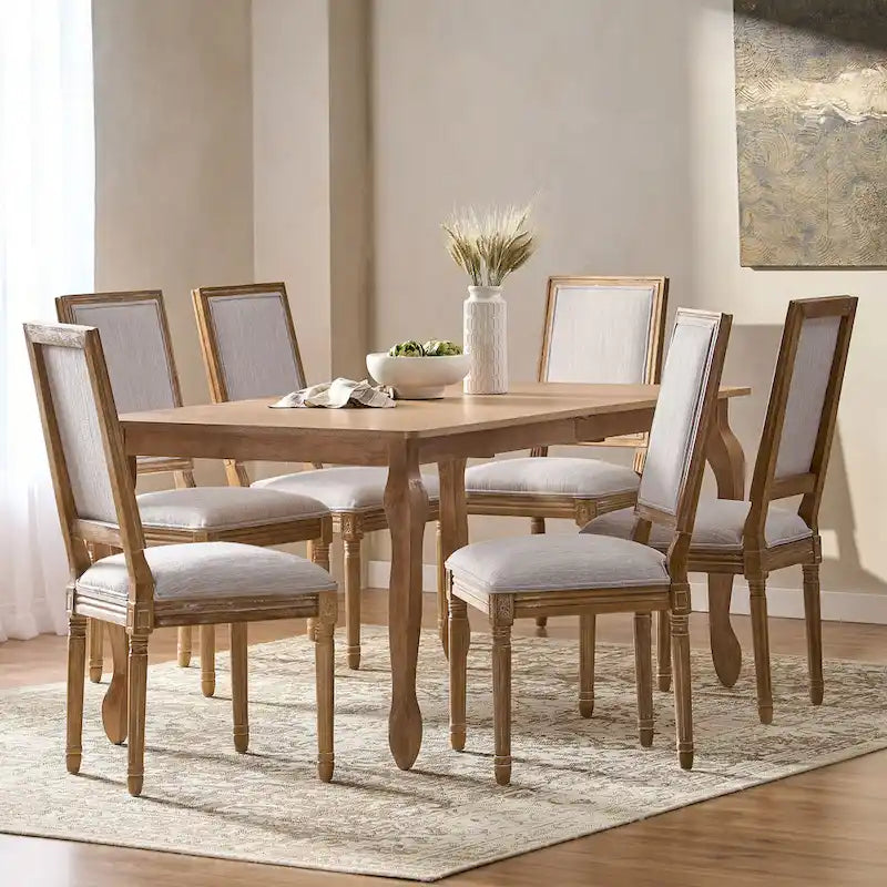 Regan Upholstered Expandable 7 Piece Dining Set by