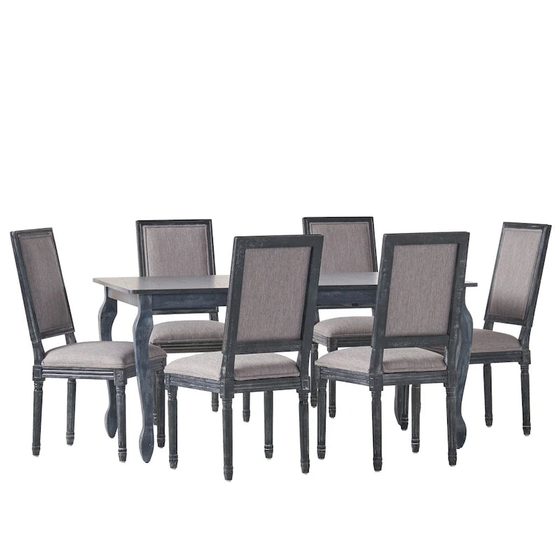 Regan Upholstered Expandable 7 Piece Dining Set by